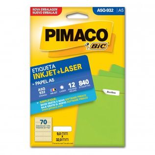 Etiqueta InkJet Laser A5 Q932 9x32 C/840 Un 12 fls -  Pimaco