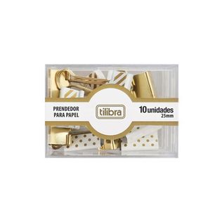 Prendedor Papel 25mm Dourado C/10 Tilibr