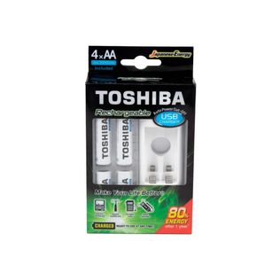 Carregador para pilha recarregável com 4 pilhas AA/AAA 73205 - Toshiba