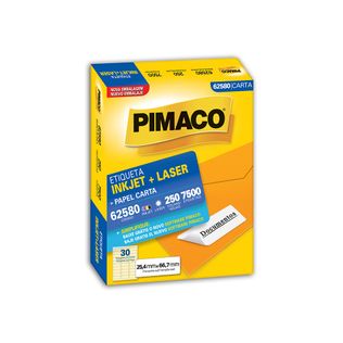 Etiqueta 62580 Inkjet/Laser 7500 Un Com 250 Folhas - Pimaco