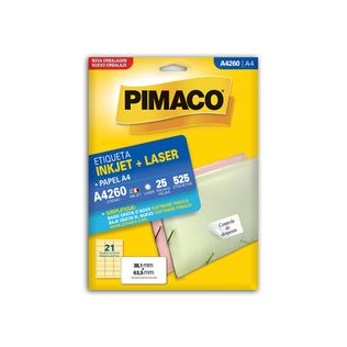 Etiqueta Inkjet Laser A4260 38,1x63,5 C/525 - Pimaco