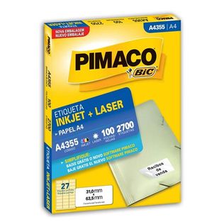 Etiqueta Inkjet Laser A4 A4355 31x63,5 C/2700 - Pimaco