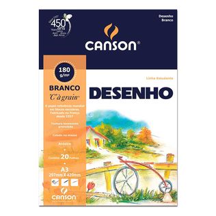 Bloco De Desenho Branco 180g A3 20 Folhas - Canson