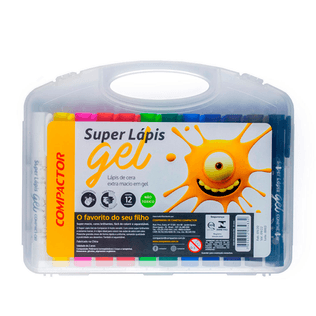 Super Lápis De Cera Gel 12 Cores - Compactor