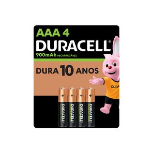 Pilha Recarregável AAA 900 mAh 4 Unidades - Duracell