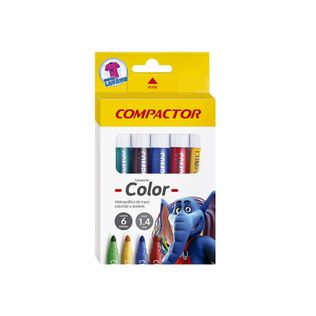 Caneta Hidrográfica Color 6 Cores - Compactor