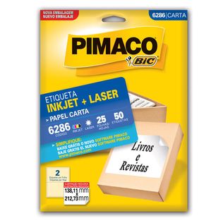 Etiqueta Inkjet Laser 6286 Carta 138,11x212,73 C/50 - Pimaco