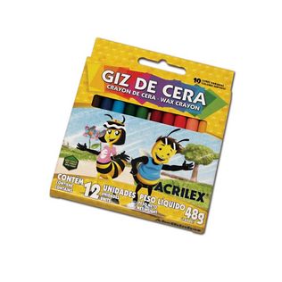 Giz De Cera Pequeno Com 12 Cores - Acrilex