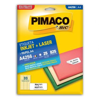 Etiqueta Inkjet Laser A4256 25,4x63,5 C/825 - Pimaco