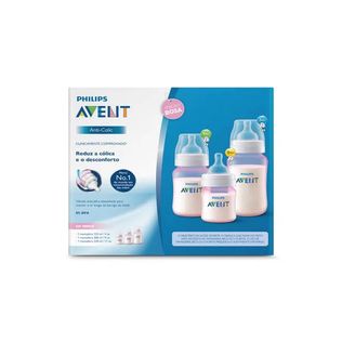 Kit Mamadeiras AntI-Colic 125 + 260 + 330ml Rosa - Philips Avent