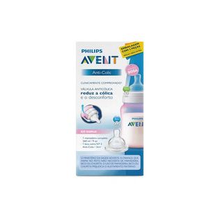 Mamadeira Clássica Anti-Colic 260ml Rosa + Bico Nº 3 - Philips Avent