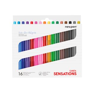 Caneta Clic Sensations 1.0 mm Estojo C/ 16 cores - Newpen