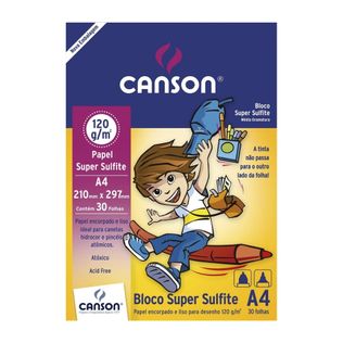 Bloco Desenho Liso Escolar A4 120g 30 Folhas - Canson