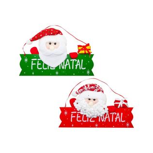 Placa Feliz Natal com Papai Noel 35x29cm Sortido - Wincy