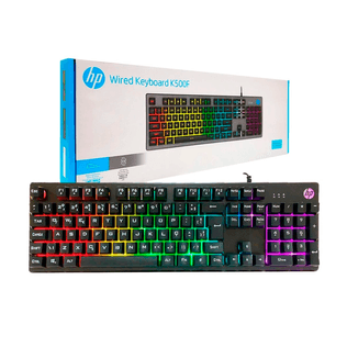 Teclado Gamer C/ Fio K500f Led Rgb USB Preto - Hp