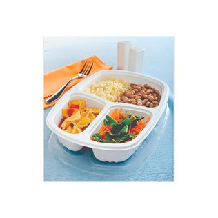 Bandeja Delivery Branca 3 Divisórias 10 un 1150ml - Galvanotek