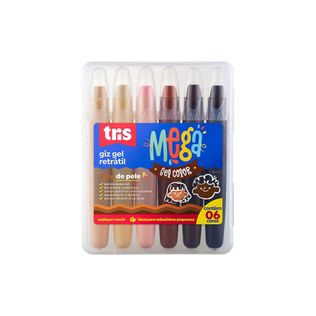 Giz Retrátil Mega Gel Color c/6 Tons de Pele - Tris