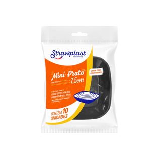 Mini Prato Preto 7,5cm Com 10 Un - Strawplast