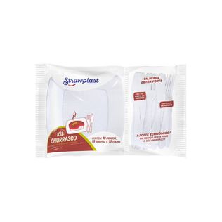 Kit Churrasco Quadrado Extra Forte Branco - Strawplast