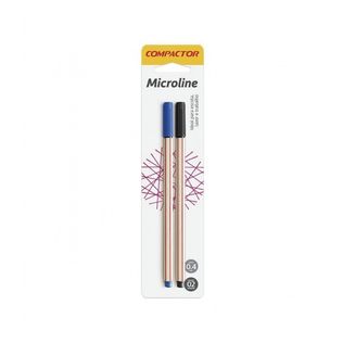 Caneta Microline Blister Com Azul E Preta - Compactor