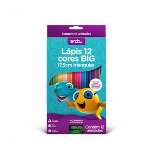 Lápis 12 Cores Big 17,5cm Triangular Com Apontador - Onda