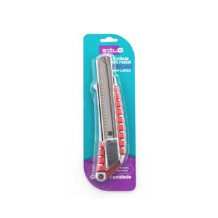Estilete Metal Emborrachado 18mm Largo Blister - Onda