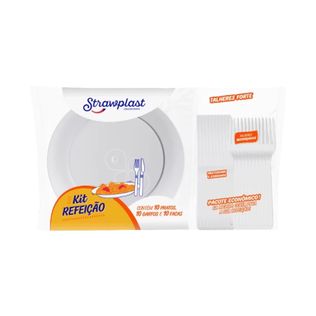 Kit Refeição Redondo Forte Branco - Strawplast