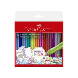 Caneta Fine Pen Estojo Com 12 Cores - Faber Castell