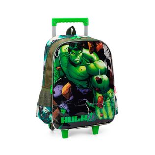 Mochila Infantil Rodinhas Verde Avengers Hulk - Luxcel