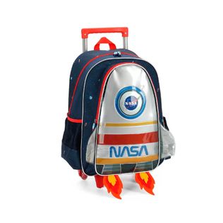 Mochila Infantil Rodinhas Nasa Foguete Vermelho - Luxcel