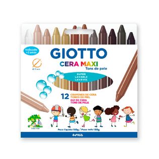 Giz de Cera Maxi 12 Cores Tons de Pele - Giotto