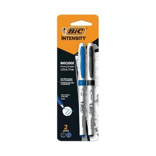 Pincel Marcador Permanente Intensity Ultra Fino C/2 Preto e Azul - Bic