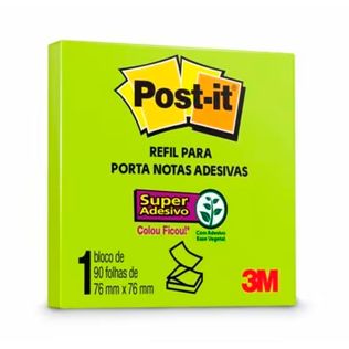 Refil Bloco Adesivo Post-it 76x76mm Verde Neon 90 Folhas - 3M