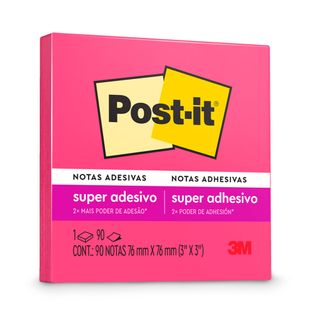 Bloco Super Adesivo Post-it Rosa Neon 90 Folhas 76mm x 76mm - 3M