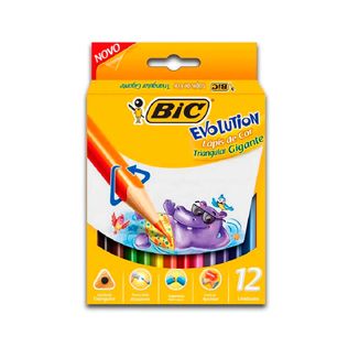 Lápis de Cor Triangular Gigante Evolution 12 Cores - Bic