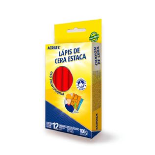 Lápis de Cera Estaca Vermelho 507 C/ 12 - Acrilex