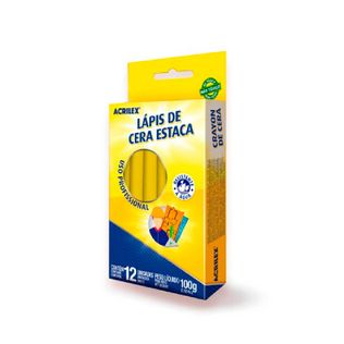Lápis de Cera Estaca Amarelo 504 C/ 12 - Acrilex