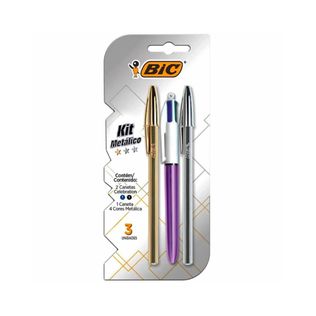 Kit Caneta Metálica 4 Cores + Celebration Sortido - Bic