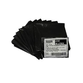 Saco de Lixo 40L Preto 100 Un 45x55 - Rava