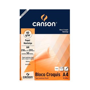 Bloco A4 Croquis Papel Manteiga 40g 50 Folhas - Canson