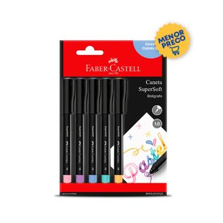 Caneta Hidrográfica Supersoft 1.0mm Pastel C/ 5 - Faber Castell