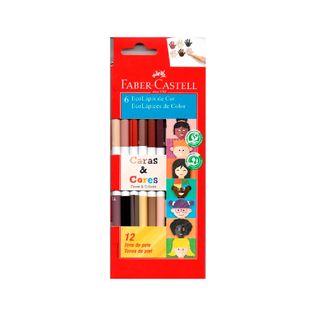 Lápis de Cor Caras e Cores 12 Tons de Pele - Faber Castell