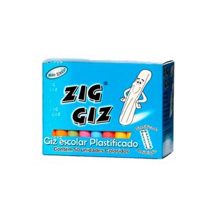 Giz Escolar Colorido Plastificado C/ 50 Palitos - Zig Giz