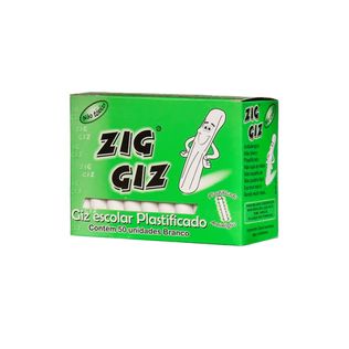 Giz Escolar Branco Plastificado C/ 50 Palitos - Zig Giz