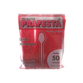 Colher Sobremesa Vermelha C/50 - Prafesta