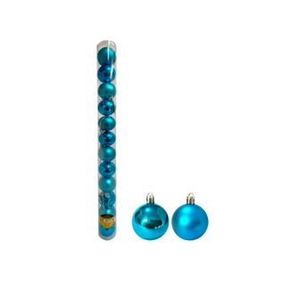 Enfeite Bola de Natal Mista 5cm Azul Claro C/ 12 - Wincy