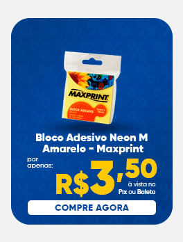 Produto bloco adesivo grande amarelo da marca  Maxprint por R$ 3,98 no pix ou no boleto. 